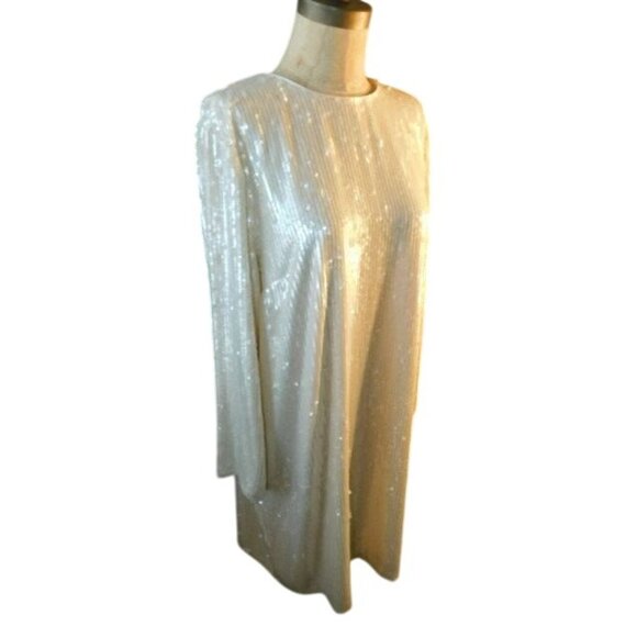 Lafayette 148 Size L Large Ivory Sequin Designer Dress Evening Event NWT $998 - Picture 3 of 5